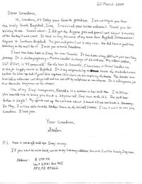 Kosovych's letter to his Grandmother, Helen Spurway