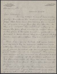 Letters from Warren Hubert Moise to Edwin Warren Moise, October 21, 1933