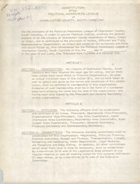 Constitution of the Political Awareness League of Charleston County, South Carolina
