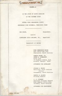 Appeal from Orangeburg County, The State against Cleveland Louis Sellers, Jr., Volume II
