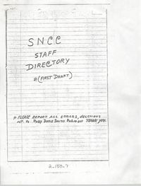 Student Nonviolent Coordinating Committee Staff Directory, First Draft