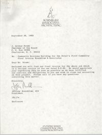 Letter and Invoice from Jeffrey Rosenblum to J. Arthur Brown, September 28, 1982
