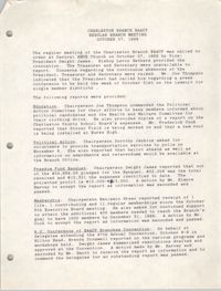 Minutes, Charleston Branch of the NAACP, Regular Branch Meeting, October 27, 1988