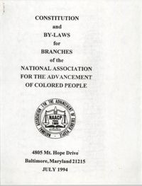 Constitution and By-Laws for Branches of the NAACP, July 1994