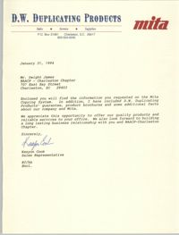 Letter from Kenyon Cook to Dwight James, January 31, 1994