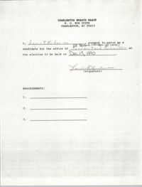Charleston Branch NAACP Election Consent Forms, December 13, 1990