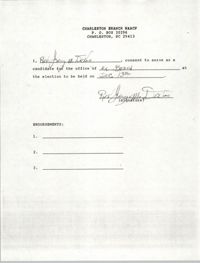 Charleston Branch NAACP Election Consent Forms, Jerry M. Devoe