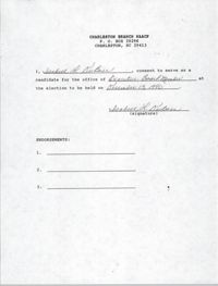 Charleston Branch NAACP Election Consent Forms, Isabelle L. DuBose
