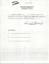 Charleston Branch NAACP Election Consent Forms, Daniel E. Martin, Jr.