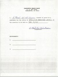 Charleston Branch NAACP Election Consent Forms, Ethel W. Wilson