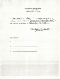 Charleston Branch NAACP Election Consent Forms, Christopher C. Gantt