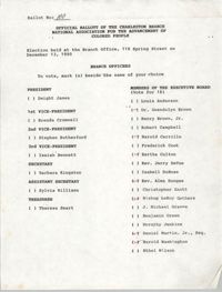 Official Ballots of the Charleston Branch of the NAACP, December 13, 1990