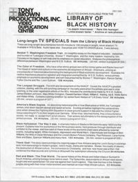 Selected Shows Available from the Library of Black History, December 1990