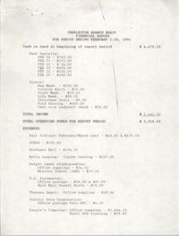 Charleston Branch of the NAACP Financial Report, February 1991