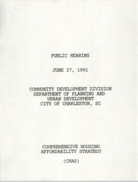 Public Hearing, Community Development Division Department of Planning and Urban Development, June 27, 1991
