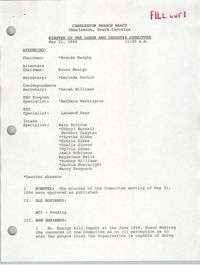 Charleston Branch of the NAACP Labor and Industry Committee Minutes, May 21, 1994