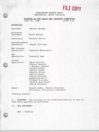 Charleston Branch of the NAACP Labor and Industry Committee Minutes, June 18, 1994