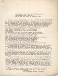 Monthly Report for the Coming Street Y.W.C.A., February 1940