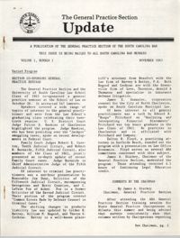 The General Practice Section Update, Vol. 1 No. 1, South Carolina Bar, November 1983