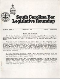 South Carolina Bar Legislative Roundup, Vol. 6 No. 1, January 26, 1984