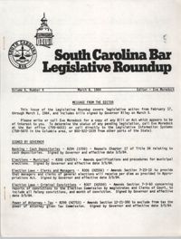 South Carolina Bar Legislative Roundup, Vol. 6 No. 4, March 8, 1984