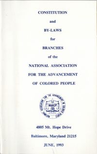 Constitution and By-Laws for Branches of the NAACP, June 1993