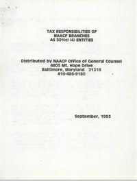 Tax Responsibilities of NAACP Branches as 501(c) (4) Entities