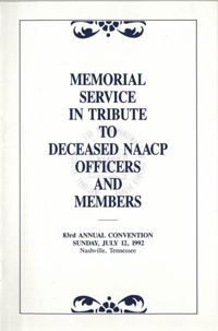 Memorial Service in Tribute to Deceased NAACP Officers and Member, July 12, 1992