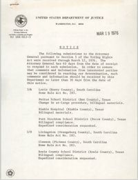 United States Department of Justice Notice, March 19, 1976