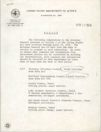 United States Department of Justice Notice, April 30, 1976