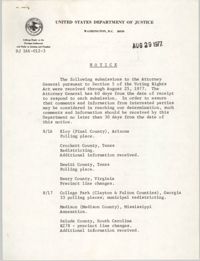 United States Department of Justice Notice, August 29, 1977