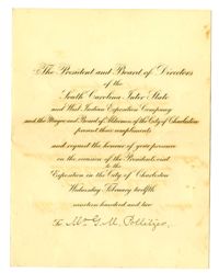 Program for the Charleston Exposition Banquet honoring President Roosevelt