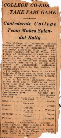 Newspaper Clippings about College of Charleston basketball