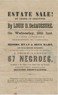 Louis D. DeSaussure slave sale broadside