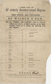 Wilbur and Son slave sale broadside