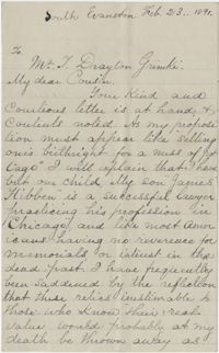 Letter to J. Drayton Grimke from unnamed cousin