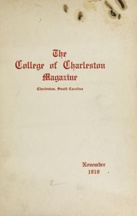 College of Charleston Magazine, 1919-1920