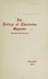 College of Charleston Magazine, 1921-1922