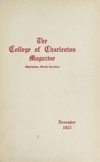 College of Charleston Magazine, 1922-1923