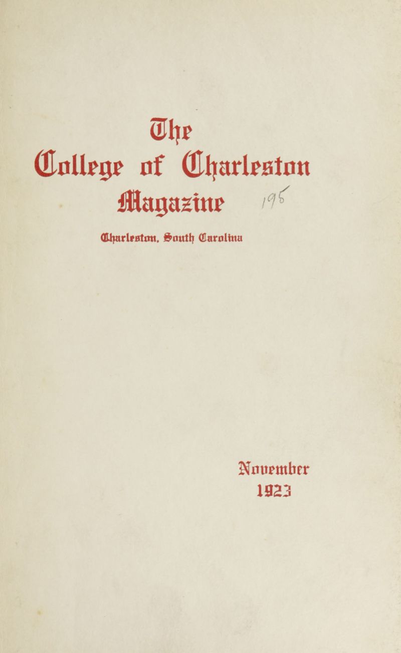 College of Charleston Magazine, 19231924 Lowcountry Digital Library