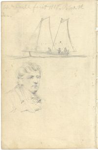 Portrait sketch and sketch of sailboat