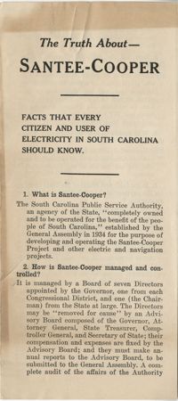 Santee-Cooper: The Truth About - Santee-Cooper: Facts that Every Citizen and User of Electricity in South Carolina Should Know, 1943