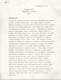 College Seven Report, Recruitment Program 1972