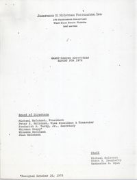 Josephine H. McIntosh Foundation Grant-Making Activities Report for 1972