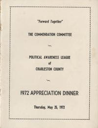 Political Awareness League of Charleston County, 1972 Appreciation Dinner Program