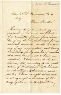 Letter from Pastor Muller to Reverand W. L. Bowman, April 16, 1877