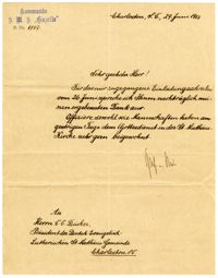 Letter from SMS Gazelle Captain to C.G. Ducker, June 29, 1903