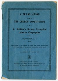 Translation of Church Constitution of St. Matthew's German Evangelical Lutheran Congregation
