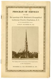 Program of Services for the Re-Opening of St. Matthew's Evangelical Lutheran Church