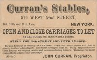 372. Curran's Stables (New York) business card -- n.d.